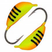 Банан d 4,0 мм, вес 1,29 гр,  цвет красный с полосками+желтый /10 шт/